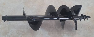 lot 5620 image: Heavy Duty Post Hole Auger Bit 30cm - Professional grade 30cm Auger Bit with Double Helix Design and Reinforced Cutting Teeth. Black Powder-Coated Finish for Durability. Compatible with Standard Auger Drive Systems.