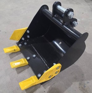 lot 5605 image: Unused SDLanch Heavy Duty 40cm Excavator Bucket w Teeth IREAS - Reinforced Construction with Yellow Wear Points, 400x300x350mm, Weight 20kg. Compatible with Mini Excavators and Trenching Equipment. 1-2 Ton
