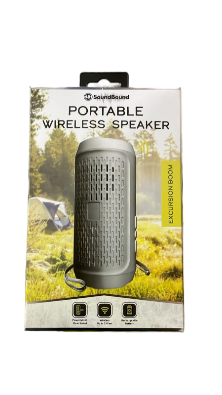 lot 9 image: SoundBound Excursion Boom Portable Wireless Speaker - Grey