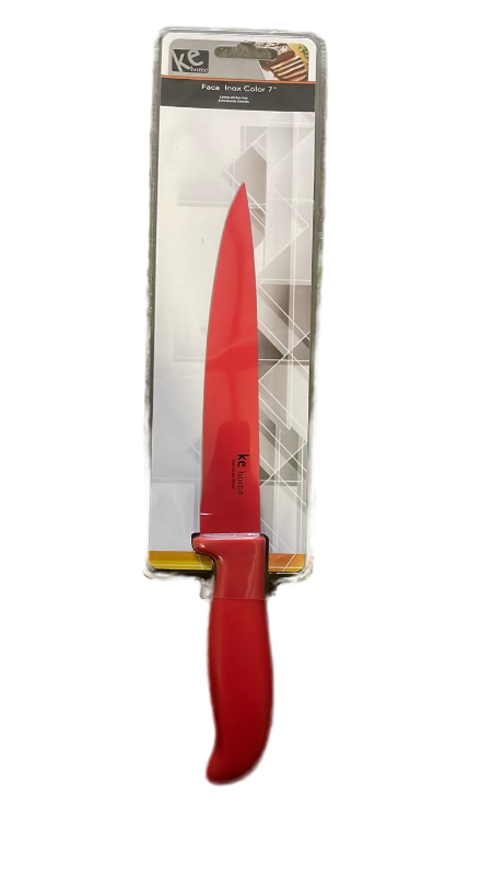 lot 14 image: KE Home 7-inch Stainless Steel Kitchen Knife - Red