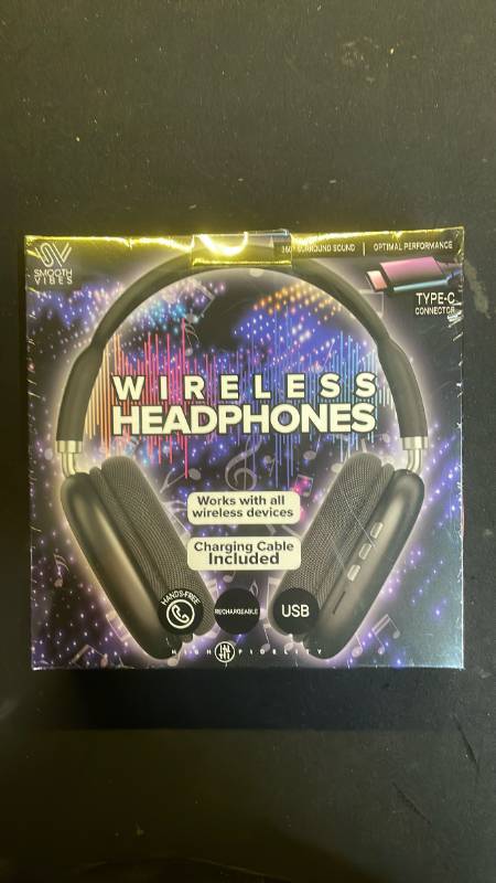 lot 34 image: Smooth Vibes Wireless Headphones with USB-C - Black