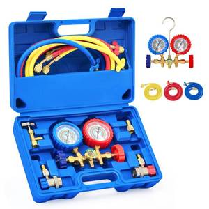 lot 1532 image: Orion Motor Tech AC Gauges, AC Manifold Gauge Set for R134a R12 R22 R502, 3 Way Automotive AC Gauge Set with Antishock Gauges Hoses Couplers Adapter, Puncturing Can Tap Freon Recharge Kit