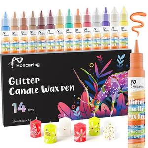 lot 2207 image: Honcaring Candle Wax Pen, Easy to Use Glitter Painting Pen, 14 Glitter Colors Set for Candle Blessing Writing, Decorating and More DIY Crafts(15ml0.5oz14)