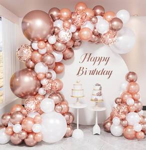 lot 2217 image: Rose Gold Balloon Garland Arch Kit, 1812105 In Multi-Size Metallic Rose Gold and White Balloons and Confetti Balloon, for Bridal Shower Balloons, Retirment Party Decor, Wedding Backdrop, Baby Shower