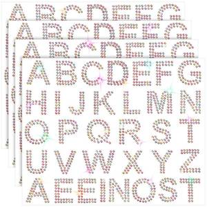 lot 2225 image: Zonon 136 Pieces Rhinestone Iron-on Letter Large Glitter Bling Alphabet Sticker Crystal Gemstone Border Self-Adhesive 34 Letters Sticker for Art Craft Clothing Fabric(Color AB)