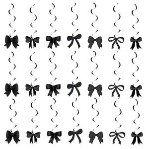 lot 2230 image: 42 Pieces Black Bow Decorations for Party, Black and White Bow Hanging Vortex Birthday Decorations Suitable for Weddings, Birthday Parties