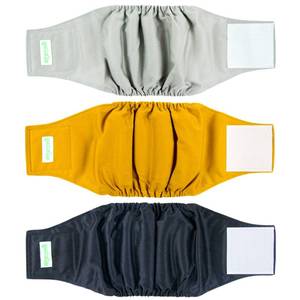 lot 2249 image: Wegreeco Washable Male Dog Belly Wrap - Pack of 3 - (Gold,Black,Grey,X-Small)