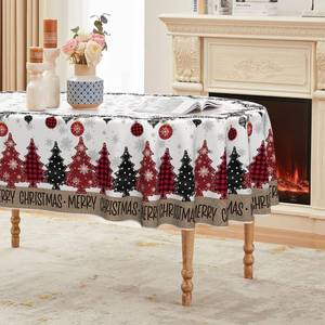 lot 2255 image: Horaldaily Christmas Tablecloth 60104 Inch Oval, Christmas Ball Ornaments Pine Snow Washable Table Cover for Party Picnic Dinner Decor