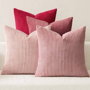 lot 2262 image: MIULEE Boho Farmhouse Christmas Throw Pillow Covers 18x18 Inch Set of 4 Romantic Decorative Cushion Covers Spring Corduroy Home Decor for Feminine Valentines Couch Bed Sofa Living Room Aesthetic Pink