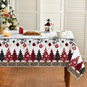 lot 2263 image: Horaldaily Christmas Tablecloth 60104 Inch Rectangular, Christmas Ball Ornaments Pine Snow Washable Table Cover for Party Picnic Dinner Decor
