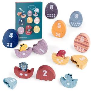 lot 2267 image: TOP BRIGHT Montessori Toys Wooden Dinosaur Eggs Matching Numbers and Colors Game, Educational Learning Toys for Toddlers 3 4 5 Year Gift Fine Motor Skills