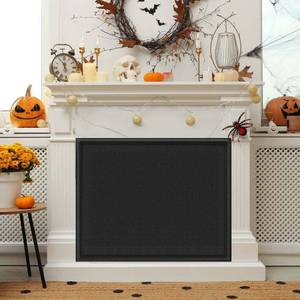 lot 2272 image: Magnetic Fireplace Cover, Fireplace Blocker Blanket Stops Heat Loss, Adjustable Fireplace Draft Stopper with 12 Magnets for Indoor Iron Frame Black 36 W x 36in Hin