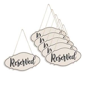 lot 2286 image: 12 Inch 6 Pack Hanging Reserved Signs Wooden Signs for Wedding Reserved Seating for Chairs-Black Lettering