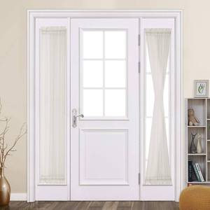 lot 2287 image: MIULEE Sidelight French Door Curtains Set of 2, Light Filtering Window Treatment for Narrow Glass Door 25 x 72 Inches with Tieback, Ivory