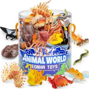 lot 2288 image: Sea Animals Toys with Gift Box, 48 Piece Mini Vinyl Plastic Ocean Animal Figure, Sea Creatures Themed Sensory Bins, School Project, Birthday Cupcake Topper Party Supplies, Preschool Toys for Kids