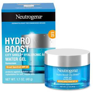 lot 2298 image: Neutrogena Hydro Boost City Shield Water Gel Face Moisturizer with Broad Spectrum SPF 25, Hydrating Facial Sunscreen with Hyaluronic Acid, Oil-Free and Non-Comedogenic Face Lotion, 1.7 oz