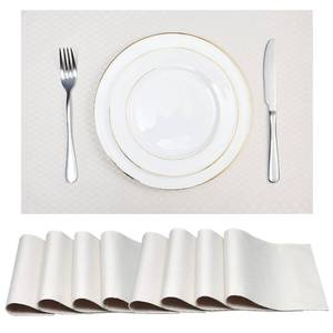 lot 2318 image: Homejoy Place Mats Set of 8 � Rectangle Rectangular Waterproof Fabric Polyester Cloth Washable Wipeable Heat Resistant Placemats for Kitchen Dining Dinner Table Indoor 13 x 19 Inch Ivory