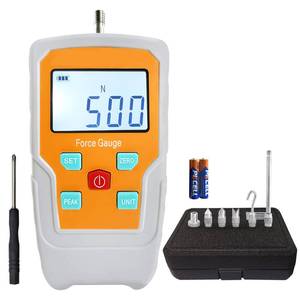 lot 2320 image: Digital Electronic Pull Gauge Tester 110LB500N Force Gauge Push-Pull Meter Tension Compression Pressure Testing Thrust Meter Peak Mode with 6 Kinds of Probe and Extension Rod (110LB 500N)