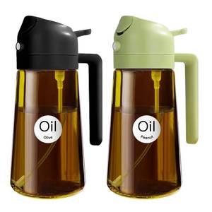 lot 2325 image: YARRAMATE 2PCS 16oz470ml Oil Sprayer for Cooking with Stickers, Food-Grade 2 in 1 Olive Oil Dispenser Bottle for Kitchen, Premium Dark AmberGlass Oil Bottle for Air Fryer, BBQ (Black and Green)