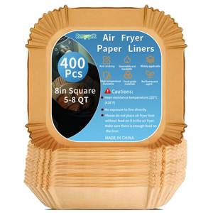 lot 2328 image: 400Pcs 8 Inch Air Fryer Paper Liners Disposable,Square Non-Stick and Oil-Proof Parchment Paper Liners for 5-8 QT Air Fryer,Unbleached Airfryer Liners for Baking,Roasting,and Microwave