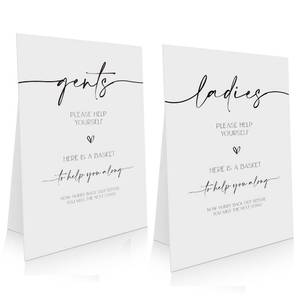 lot 2331 image: Wedding Bathroom Favors Sign 8 x 11 Inch, Wedding Bathroom Basket Supplies Signs Ladies and Gents, Party Events Basket Supplies Sign-WDS14