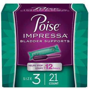 lot 2342 image: Poise Impressa Incontinence Bladder Support for Women, Bladder Control, Size 3, 21 Count (Packaging May Vary)