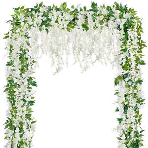 lot 5529 image: Sggvecsy 6Pcs Wisteria Garland Artificial Flowers Garland Fake Hanging Wisteria Vines Rattan Silk Hanging Flower Vines for Home Garden Outdoor Wedding Arch Party Ceremony Total 35.4Ft (White)