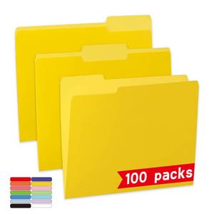 lot 5536 image: A100 Packs Yellow File Folder,13-Cut Tabs,File Folders Letter Size,8.5x11 Inch File Folders for Office,School and Home,Folders for Documents