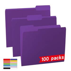 lot 5541 image: A100 Packs Purple File Folder,13-Cut Tabs,File Folders Letter Size,8.5x11 File Folders for Office,School and Home,Organizer Documents