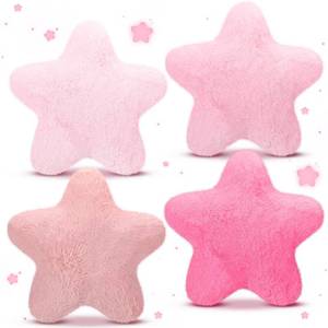 lot 5562 image: SmoothNovelty 4 Pieces 15 Star Pillows, Cute Soft Fluffy Decorative Throw Pillows with Faux Rabbit Fur for Sofa Bedroom Living Room Floor Cushions Home Decor(Multiple Pinks)in