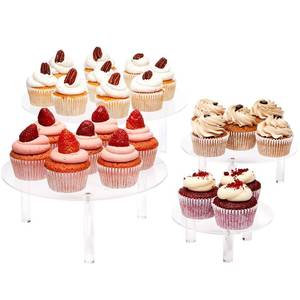 lot 5563 image: Juvale 4-Piece Round Acrylic Cake Stand Set - Versatile Dessert Display - Customizable Multi-Tier Buffet Risers - Easy-Store Stackable Acrylic Cupcake Stand - 6 in, 8 in, 10 in and 12 in, Clear