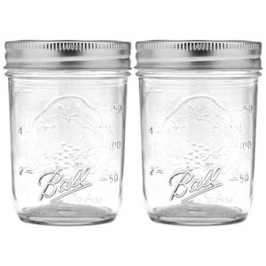 lot 6060 image: Ball Regular Mouth Mason Jars with Lids and Bands, Half Pint, 8-oz (2-Pack)