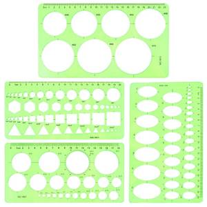 lot 6064 image: Circle Template for Drawing Drafting, 4Pcs Plastic CircleOvalTriangle Shape Stencil for Painting, Ymapinc Transparent Geometric Measuring Rulers for School Office Supplies
