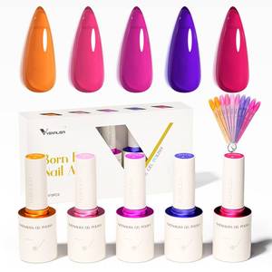 lot 6070 image: VENALISA Gel Nail Polish Set, 5 Colors 10ML Gel Polish Kit Orange Purple Pink Color Soak Off Salon Manicure DIY at Home Nail Art For Girls Women