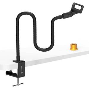 lot 6077 image: ZealSound Microphone Arm Stand,19 Inch Long Universal Gooseneck Desktop Mic Stand with 38 to 58in Adapter and Microphone Clip Holder, Upgraded Heavy Duty Desk Clamp for Blue Snowball Ice Mics Sparkin