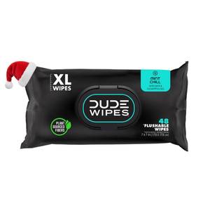 lot 6078 image: DUDE Wipes - Flushable Wipes Stocking Stuffers - 1 Pack, 48 Count - Mint Chill - Vitamin-E, Aloe, Eucalyptus and Tea Tree Oils - Septic and Sewer Safe