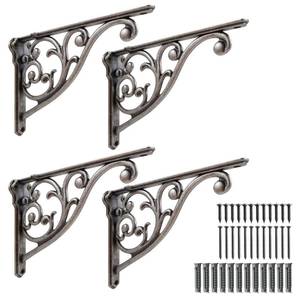 lot 6104 image: Khtumeware Ornate Decorative Shelf Brackets, 5-inch Small Wall Mounted Shelving Bracket, 4 Pack Antique Silver Vintage Metal Shelf Bracket Victorian Wall Bracket.(4, Antique Silver)