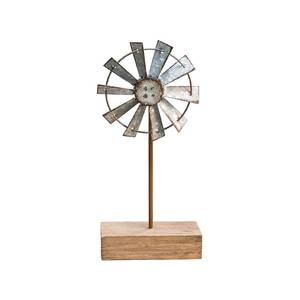 lot 6110 image: CWI Gifts Simple Windmill Table Sitter - 10 inch Galvanized Metal Windmill - Farmhouse Tabletop Decor