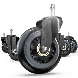 lot 6116 image: HOLKIE Office Chair Wheels Roller Blade Caster 11x22mm All Black 3 Inch Chair Wheels for Office Rubber Rolling Set of 5 for Carpet Hardwood Floors Gaming Smooth and Silence Gliding