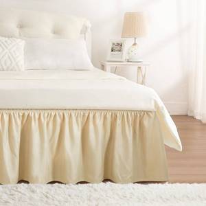 lot 6124 image: RIMELA Oatmeal Bed Skirting Queen Size Bed Skirt 15 Inch Drop, Wrap Around Elastic Adjustable Bedskirt, Dust Ruffle for Bed Frame and Box Spring Soft Durable Fabric Machine Washable Easy to Install