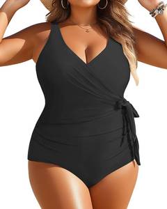 lot 6128 image: Yonique Plus Size One Piece Swimsuits for Women Tummy Control Bathing Suits Full Coverage Swimwear Black 20W