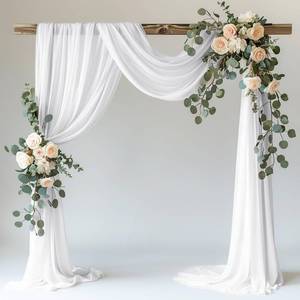 lot 6129 image: Wokceer White Wedding Arch Draping Fabric Backdrop 28.7 X 20FT Sheer Drapes Fabric for Wedding Arbor Ceremony Birthday Partyin