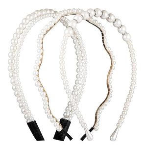 lot 6154 image: Luhaomisky 3 Pcs Pearl Headbands White Sparkly Rhinestones Faux Pearl Hairbands Bridal Hair Hoop for Women Party Wedding Accessories