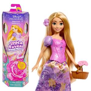 lot 6169 image: Mattel Disney Princess Rapunzel Fashion Doll Set, Spin and Reveal with 11 Surprises Including 5 Accessories, 5 Stickers and Play Scene, Inspired by Movie incomplete