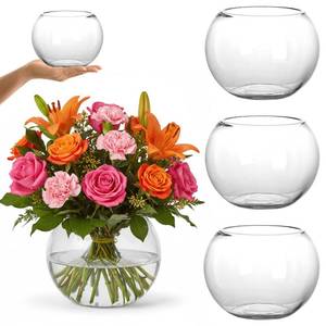lot 6195 image: YOUEON 4 Pcs Small Glass Bubble Bowl Vases 6 W x 4.5in H, Round Floating Candle Holders, Glass Terrarium Bowls, Globe Flower Vase Centerpiece for Wedding Event Home Decorin