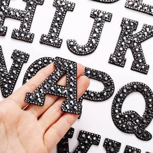 lot 6202 image: Waydress 26 Piece Rhinestone Iron On Patch A-Z Pearl Bling Rhinestone Letter Patch Glitter Alphabet Applique Rhinestone Pearl English Letter for DIY Craft Supplies(Black, Flat Style)