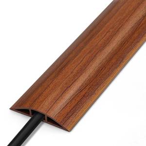 lot 6204 image: Floor Cord Cover 4FT, Walnut Wood Cord Hider Floor, Soft PVC Cord Protector Floor, Hide Extension Floor Wire Covers for Cords, Organizer Wires Floor Cable Cover, Cable Cavity 0.47 (W) x 0.24in (H)in