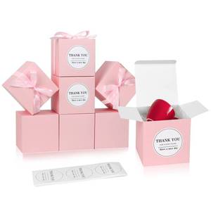 lot 6206 image: COTOPHER Small Gift Boxes 100 Pack 4x4x4 inches Pink Gift Boxes with Lids for Gifts, Crafting, Wedding Party Favor, Cupcake Boxes, Candy, Bridesmaids Proposal Box with Ribbons and Stickers (Pink, 100