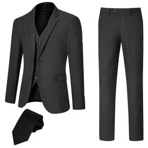 lot 7494 image: JIKHONEY Menfts Slim Fit 3 Piece Suit for Wedding Graduation Business 2 Button Notch Lapel Jacket with Vest and Pants Gift for Men Husband Dad Son Includes Tie Black