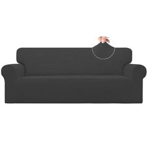 lot 7496 image: Easy-Going Stretch Sofa Slipcover 1-Piece Sofa Cover Furniture Protector Couch Soft with Elastic Bottom for Kids, Polyester Spandex Jacquard Fabric Small Checks (Sofa, Dark Gray)